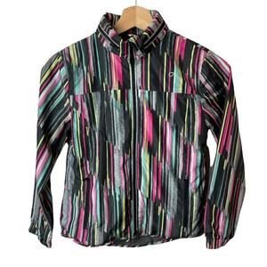 GapFit Black Multicolor Hoodie Lightweight Jacket Girls Size M